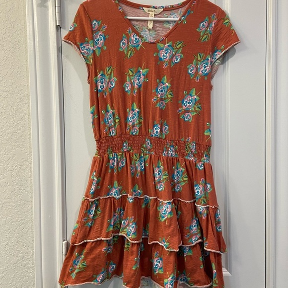 NWT- Matilda Jane - red orange floral Cotton tee dress - S - Picture 3 of 6